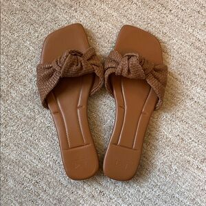 Marc Fisher LTD Women's Brown Woven Slide Sandals